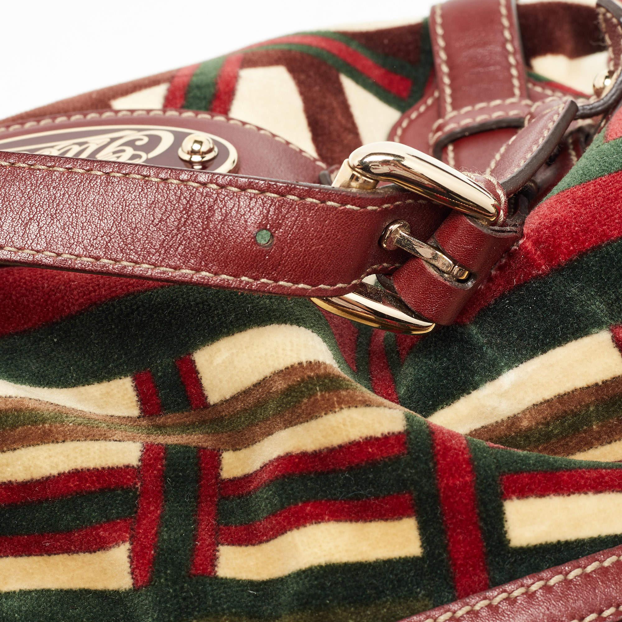 Gucci Multicolor Velvet and Leather Medium 85th Anniversary Boston Bag For Sale 2