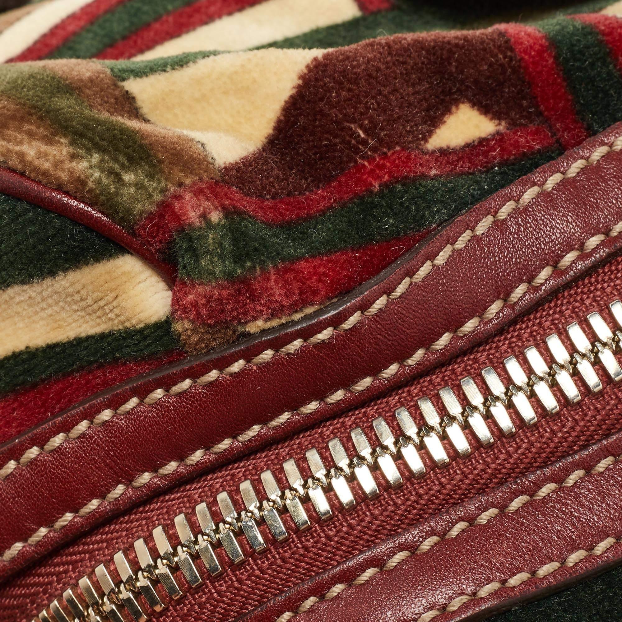 Gucci Multicolor Velvet and Leather Medium 85th Anniversary Boston Bag For Sale 5