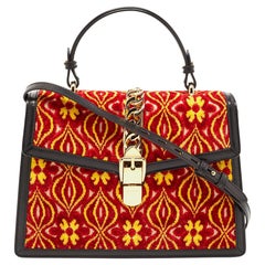 Gucci Multicolor Velvet and Leather Medium Garden Sylvie Top Handle Bag