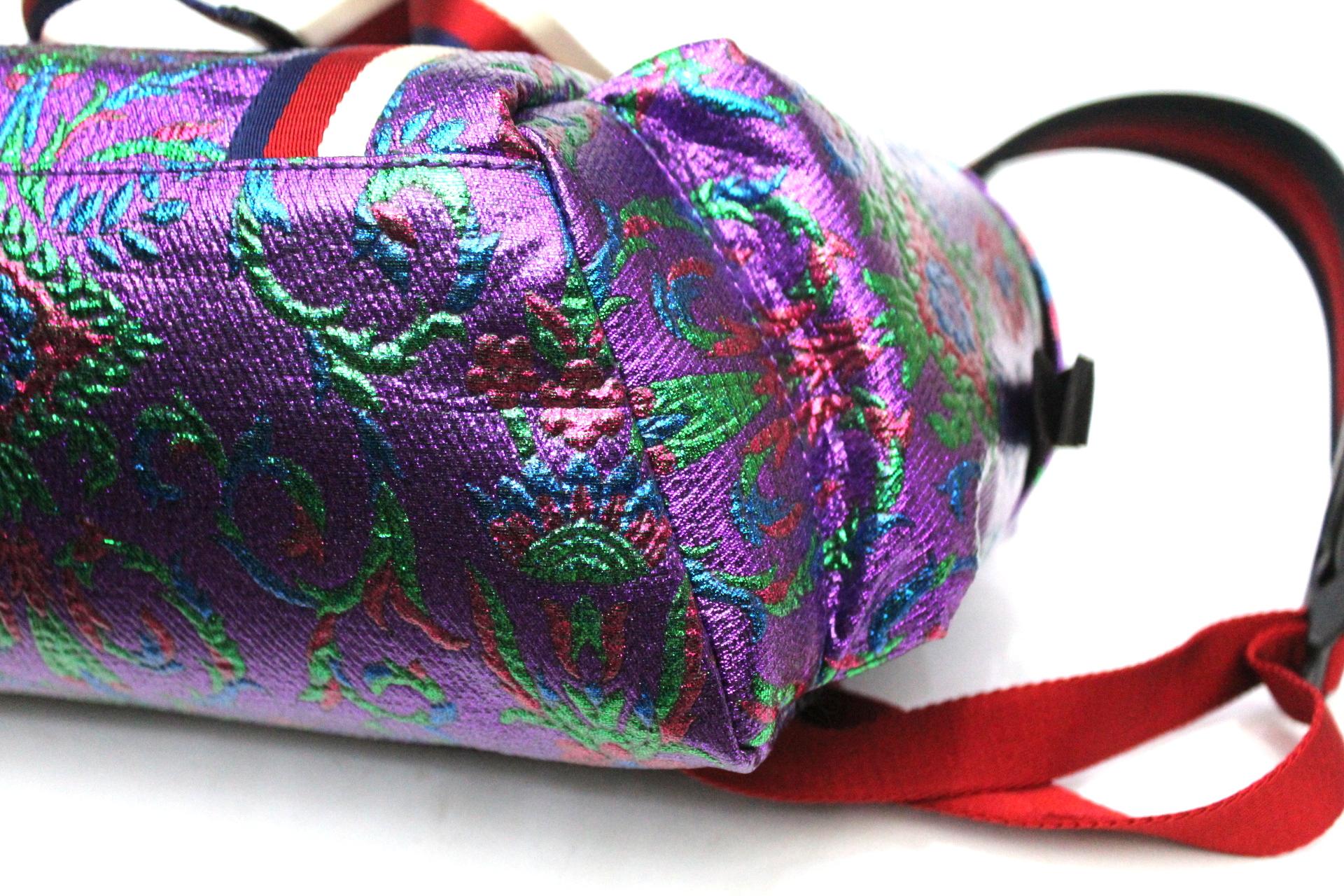 Black Gucci Multicolor waterproof brocade fabric Backpack