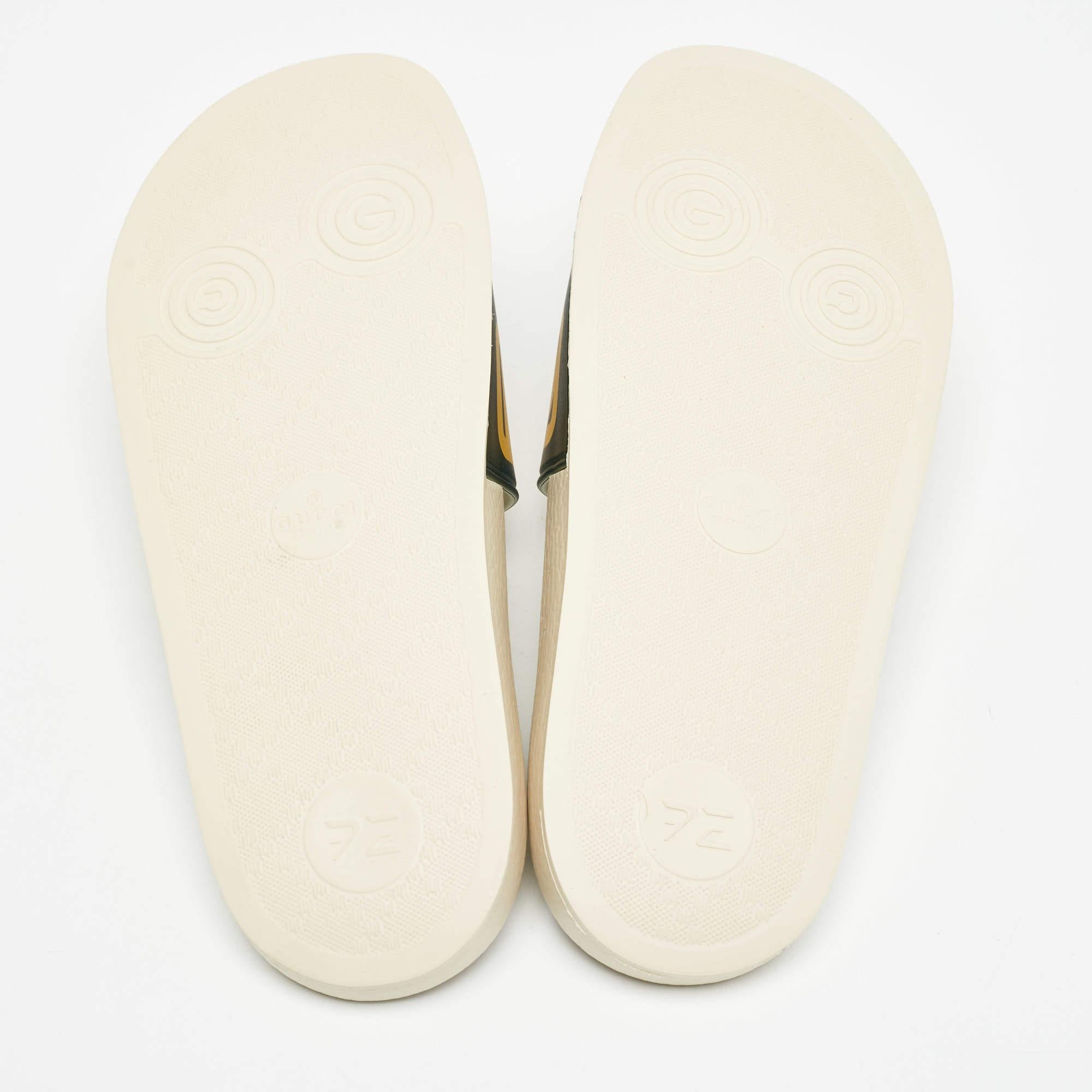 Gucci Multicolor Web Logo Print Rubber Dapper Dan Slides Size 37 1