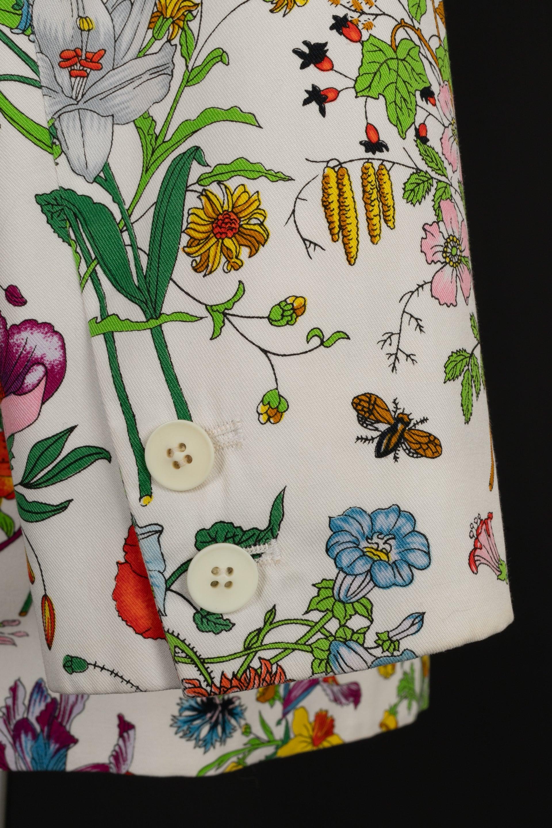 Women's Gucci Multicolored Flower Pattern Cotton Jacket