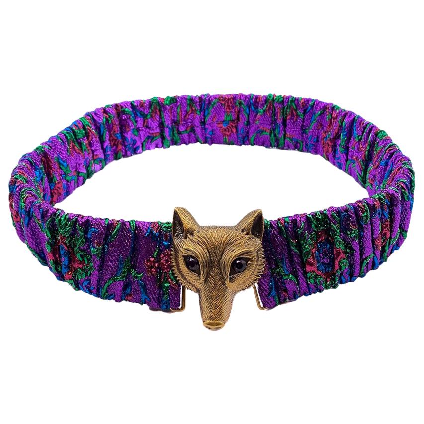 GUCCI Multicolored Wolf Head Belt at 