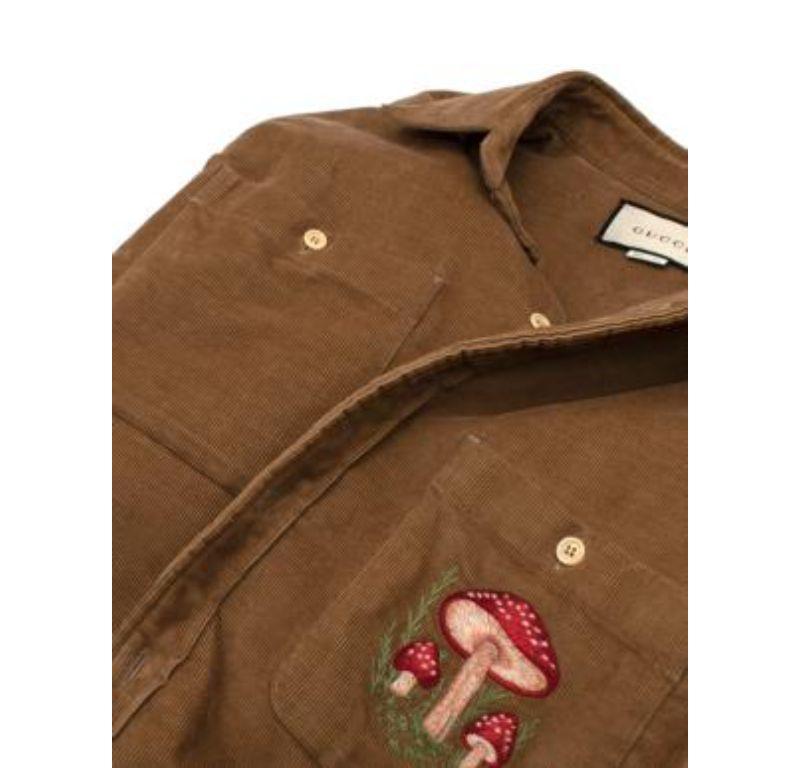 Gucci Mushroom-embroidered Corduroy Shirt Jacket For Sale 1