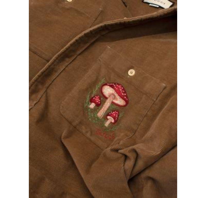 Gucci Mushroom-embroidered Corduroy Shirt Jacket For Sale 2
