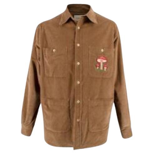 Gucci Mushroom-embroidered Corduroy Shirt Jacket For Sale