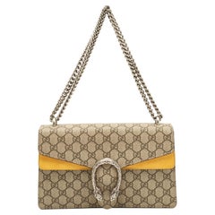 Gucci Mustard/Beige GG Supreme Canvas and Suede Small Dionysus Shoulder Bag