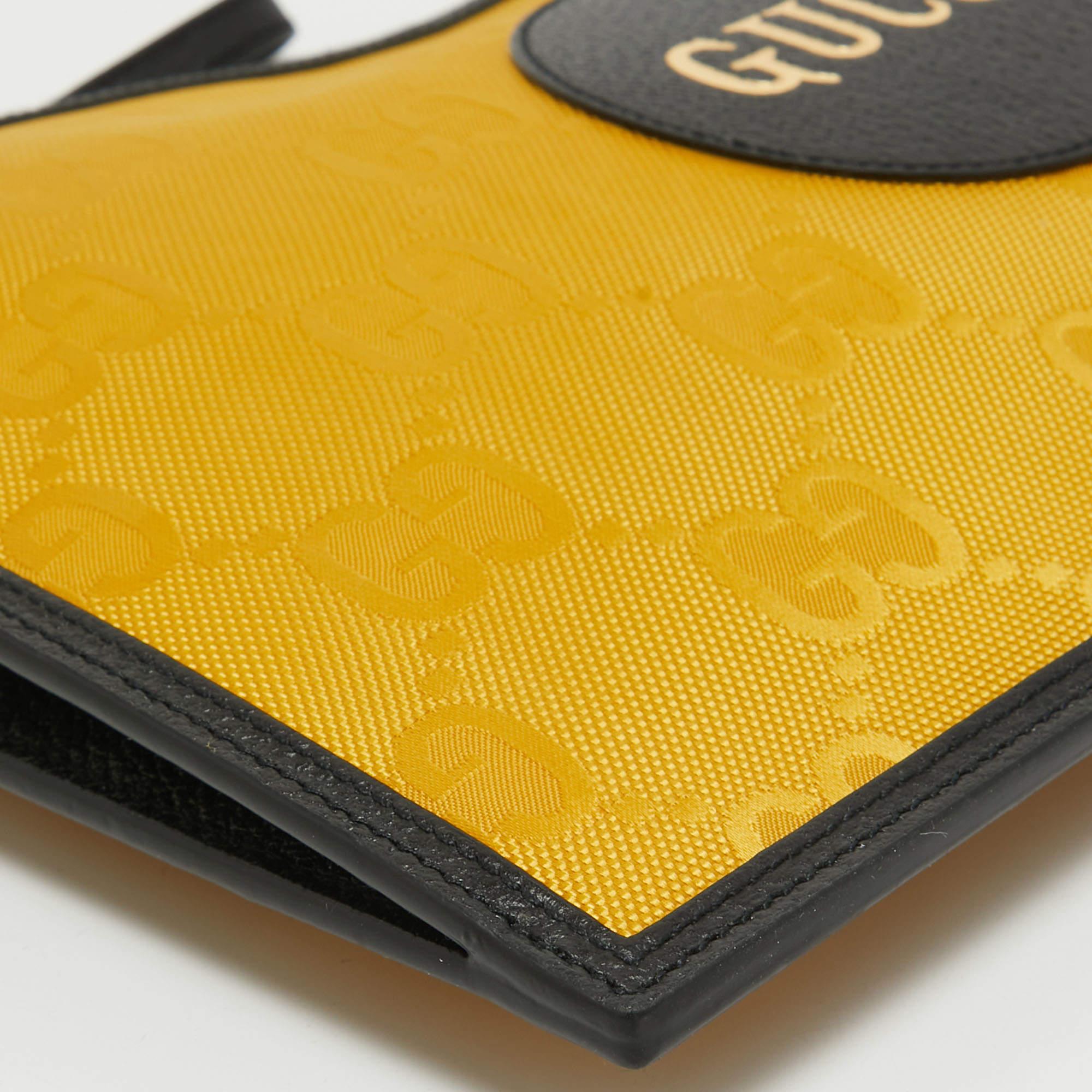 Gucci Mustard/Black GG Nylon and Leather Off The Grid Clutch 7