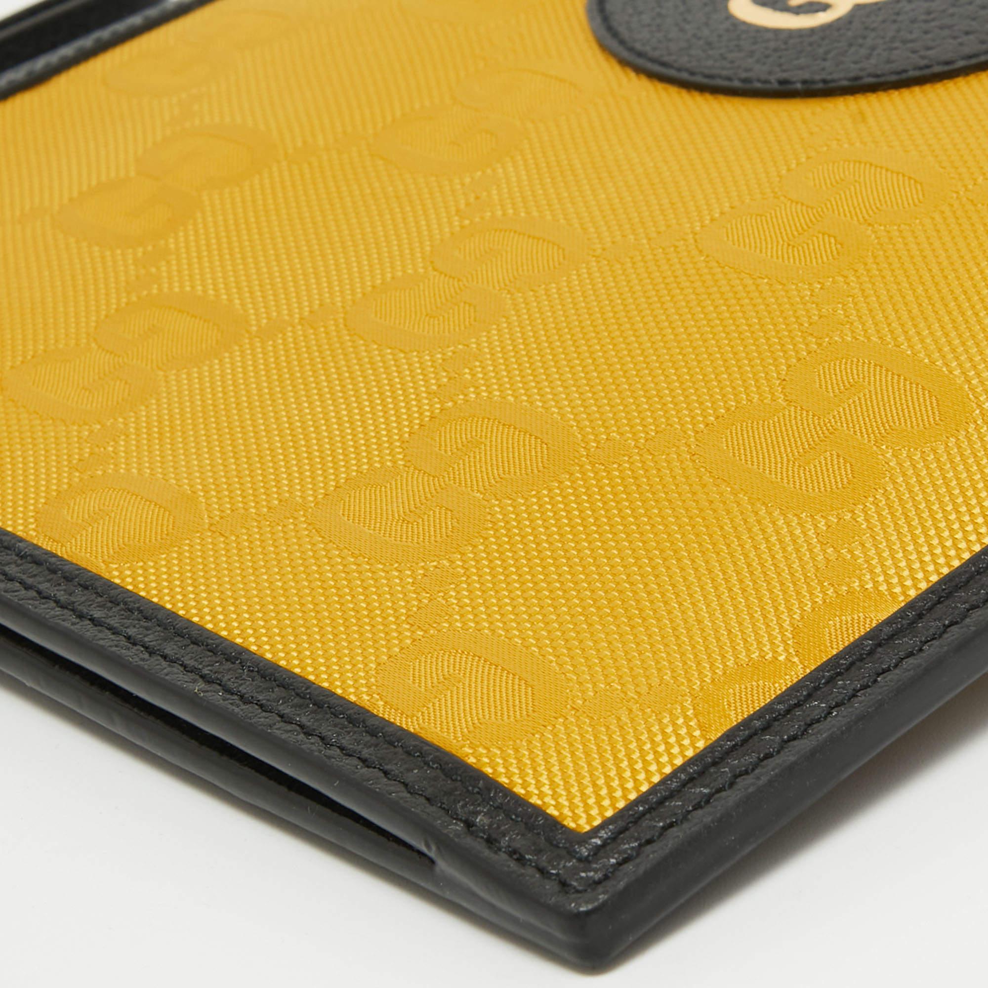 Gucci Mustard/Black GG Nylon and Leather Off The Grid Clutch 12