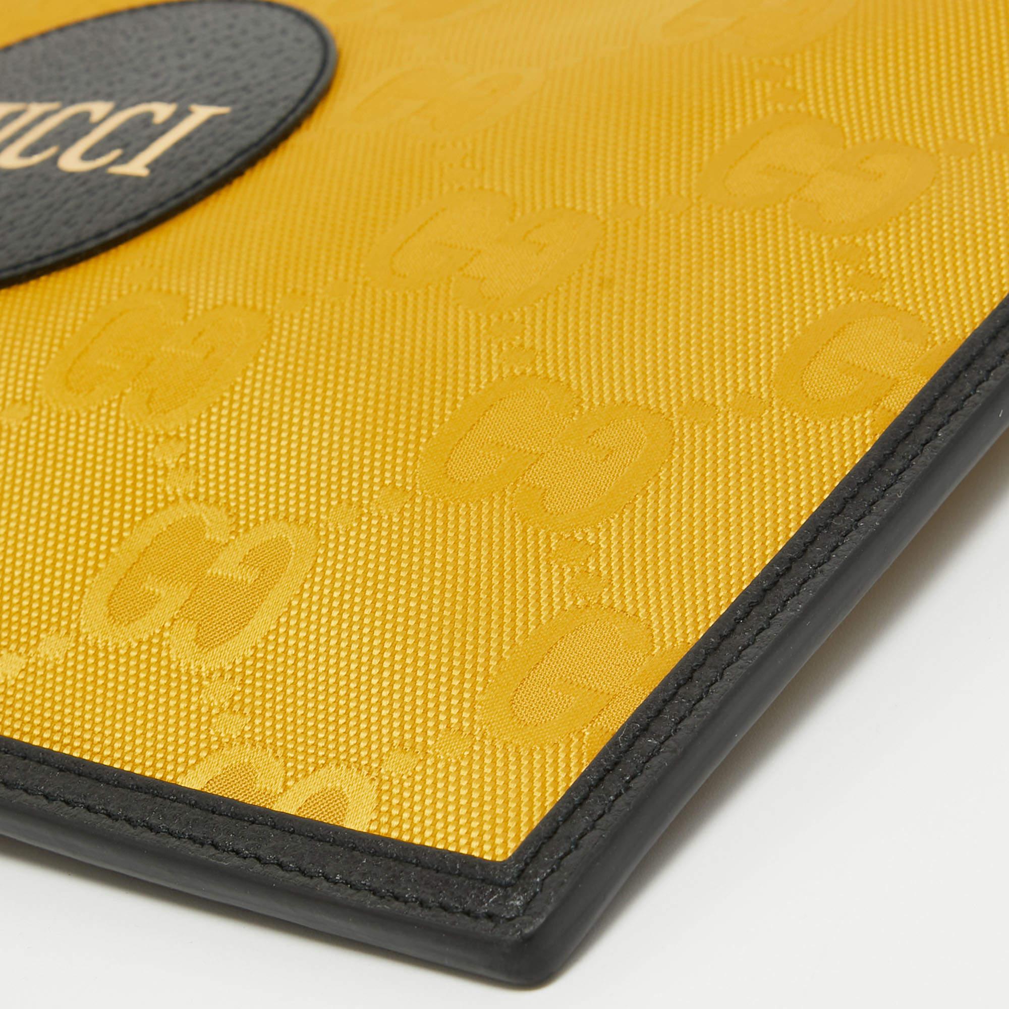 Gucci Mustard/Black GG Nylon and Leather Off The Grid Clutch 2