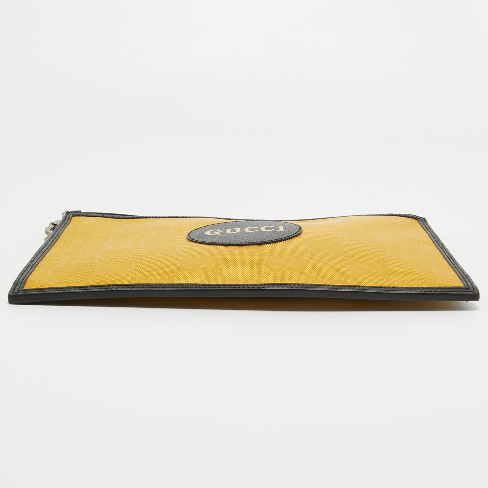 Gucci Mustard/Black GG Nylon and Leather Off The Grid Clutch 3