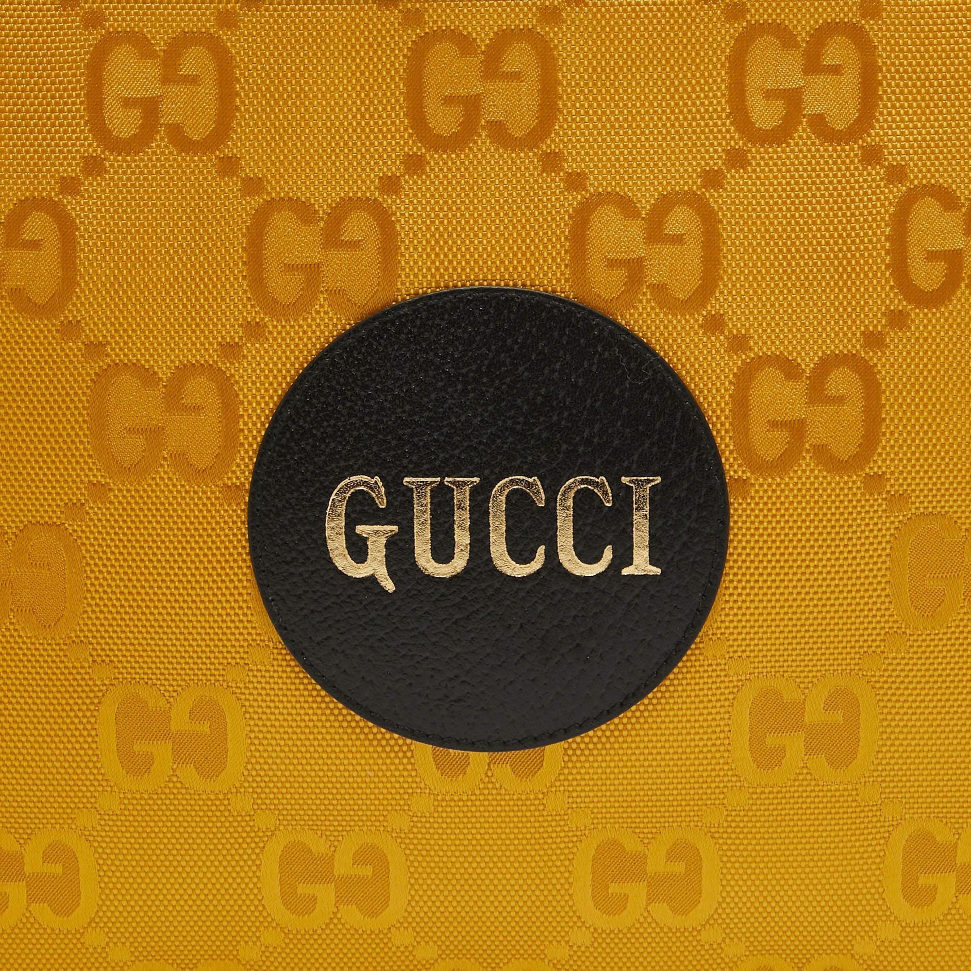 Gucci Mustard/Black GG Nylon and Leather Off The Grid Clutch For Sale 5