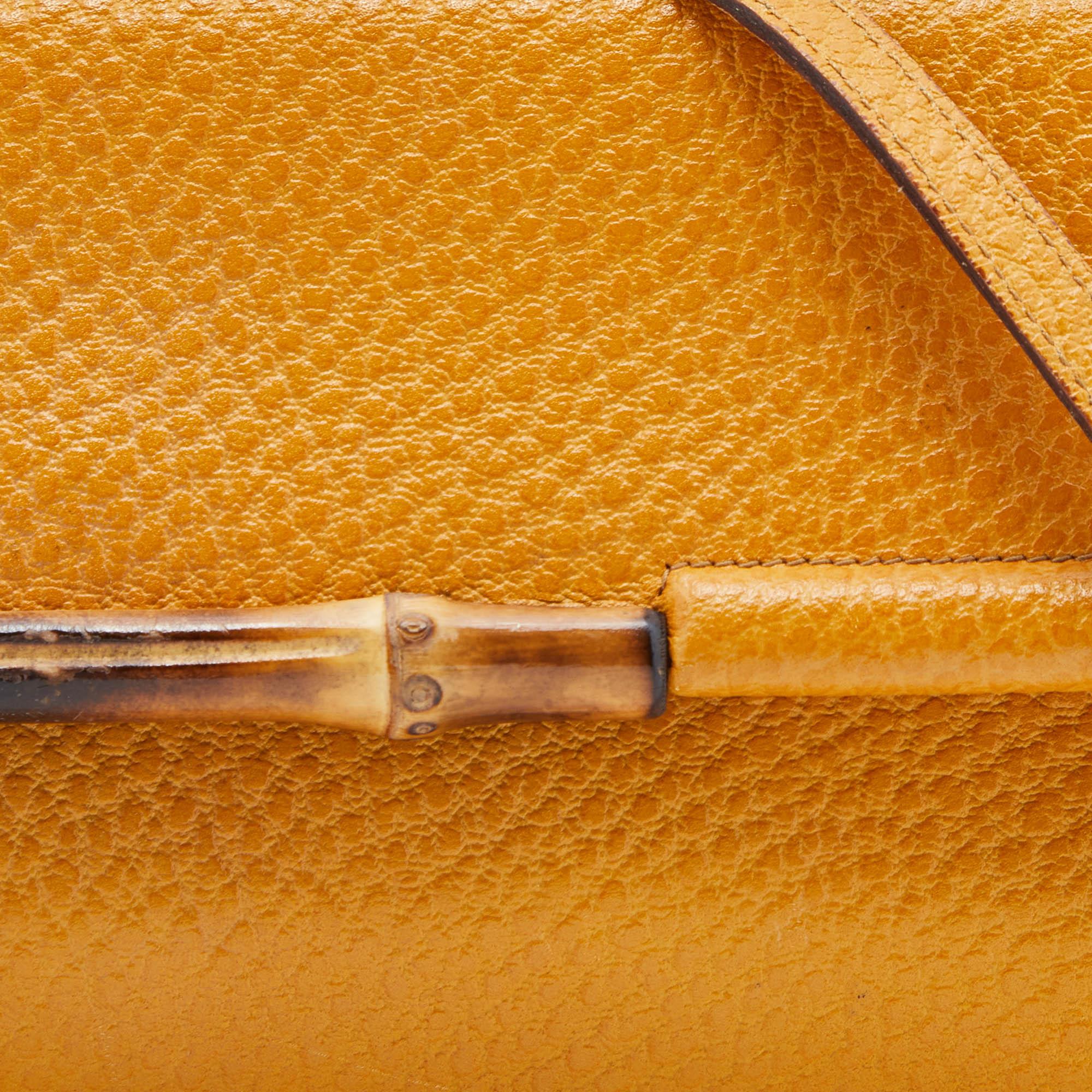 Gucci Mustard Leather Bamboo Bar Crossbody Bag 4