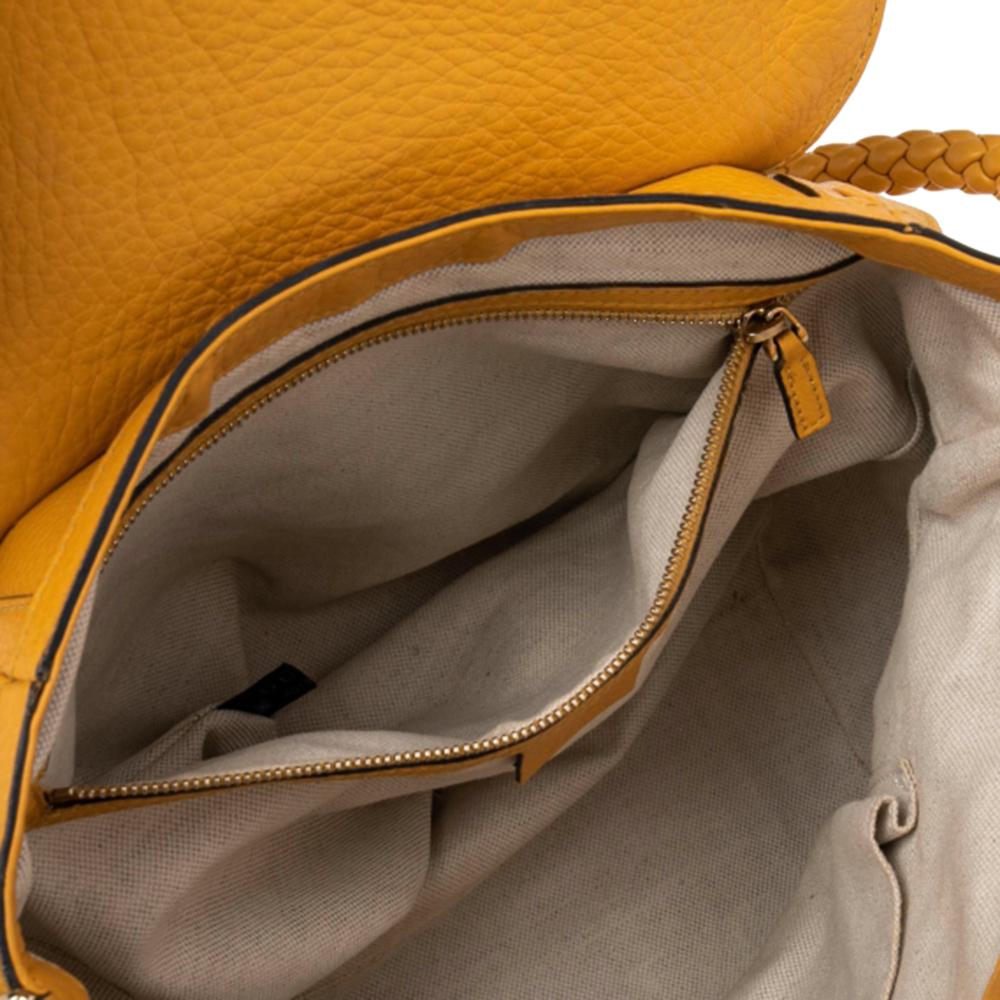 Gucci Mustard Leather Flap Bella Shoulder Bag In Good Condition In Dubai, Al Qouz 2