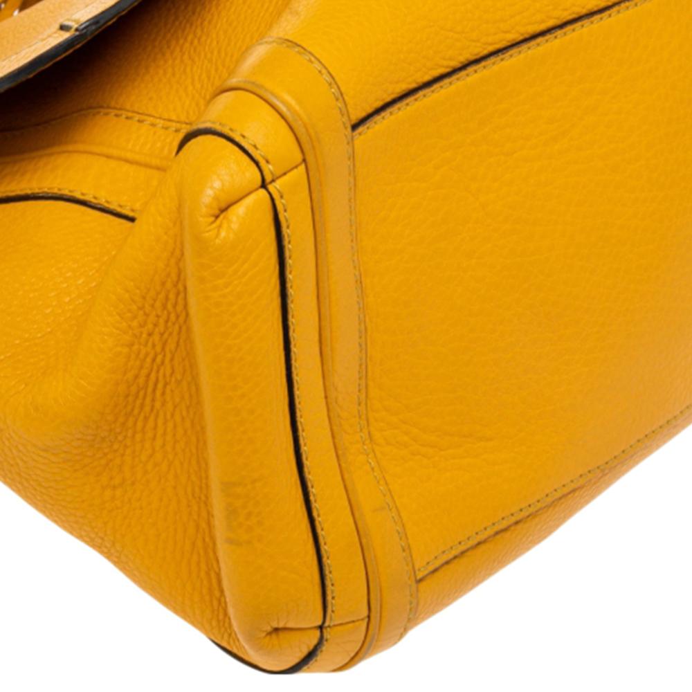 Women's Gucci Mustard Leather Flap Bella Shoulder Bag