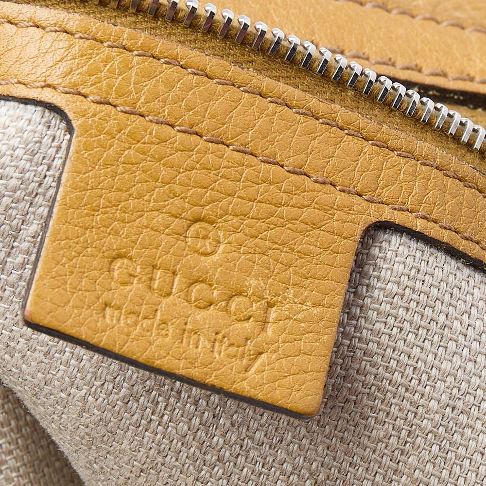 Gucci - Grand sac à main en cuir moutarde « Icon Bit » en vente 6