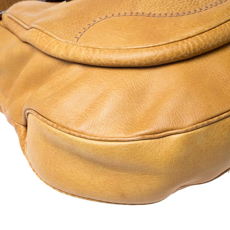 Women's Gucci Mustard Leather Large New Pelham Horsebit Shoulder Bag