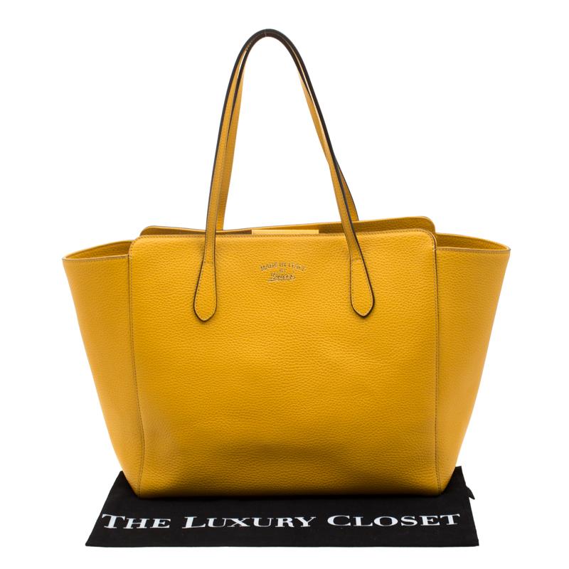 Gucci Mustard Leather Large Swing Shopper Tote 7
