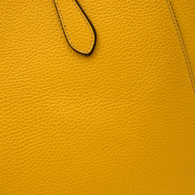 Gucci Mustard Leather Large Swing Shopper Tote 4