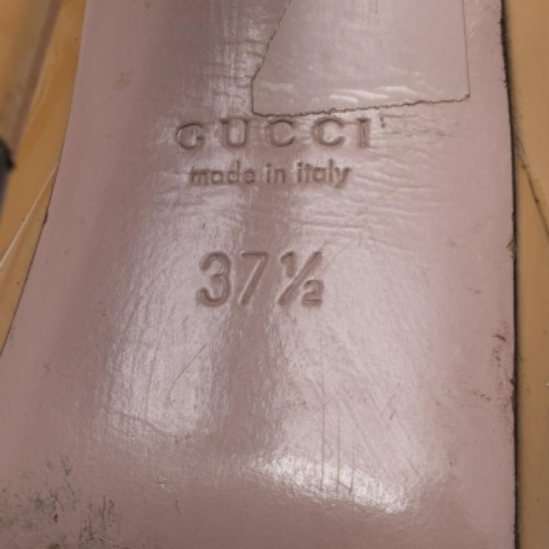 Gucci Sandalias de charol mostaza con punta de plataforma Slingback talla 37.5 Marrón en venta