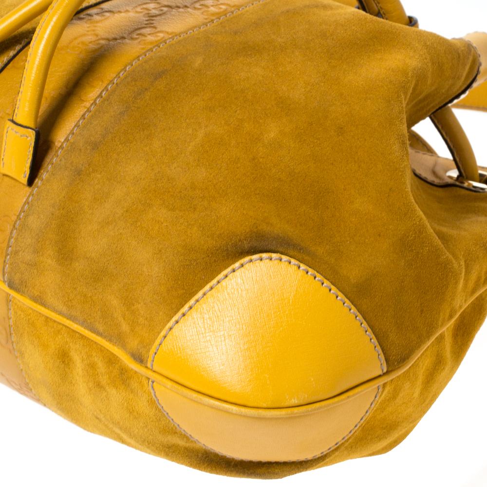Gucci Mustard Suede and Leather Drawstring Hobo 1