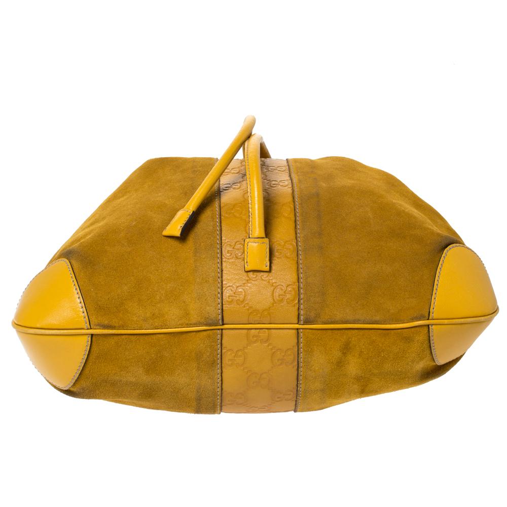 Gucci Mustard Suede and Leather Drawstring Hobo 3