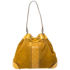 Gucci Mustard Suede and Leather Drawstring Hobo