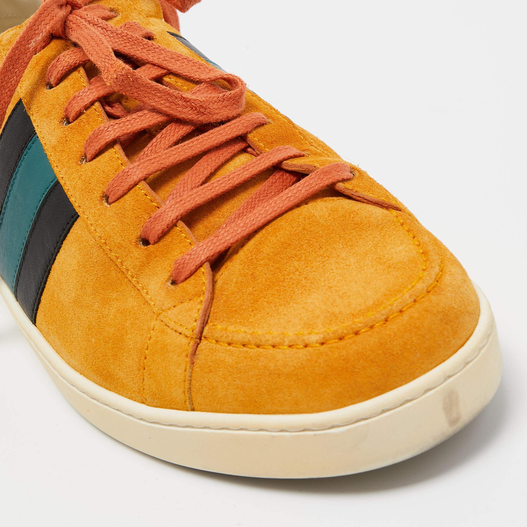 Gucci Mustard Suede Web Low Top Sneakers Size 42.5 1
