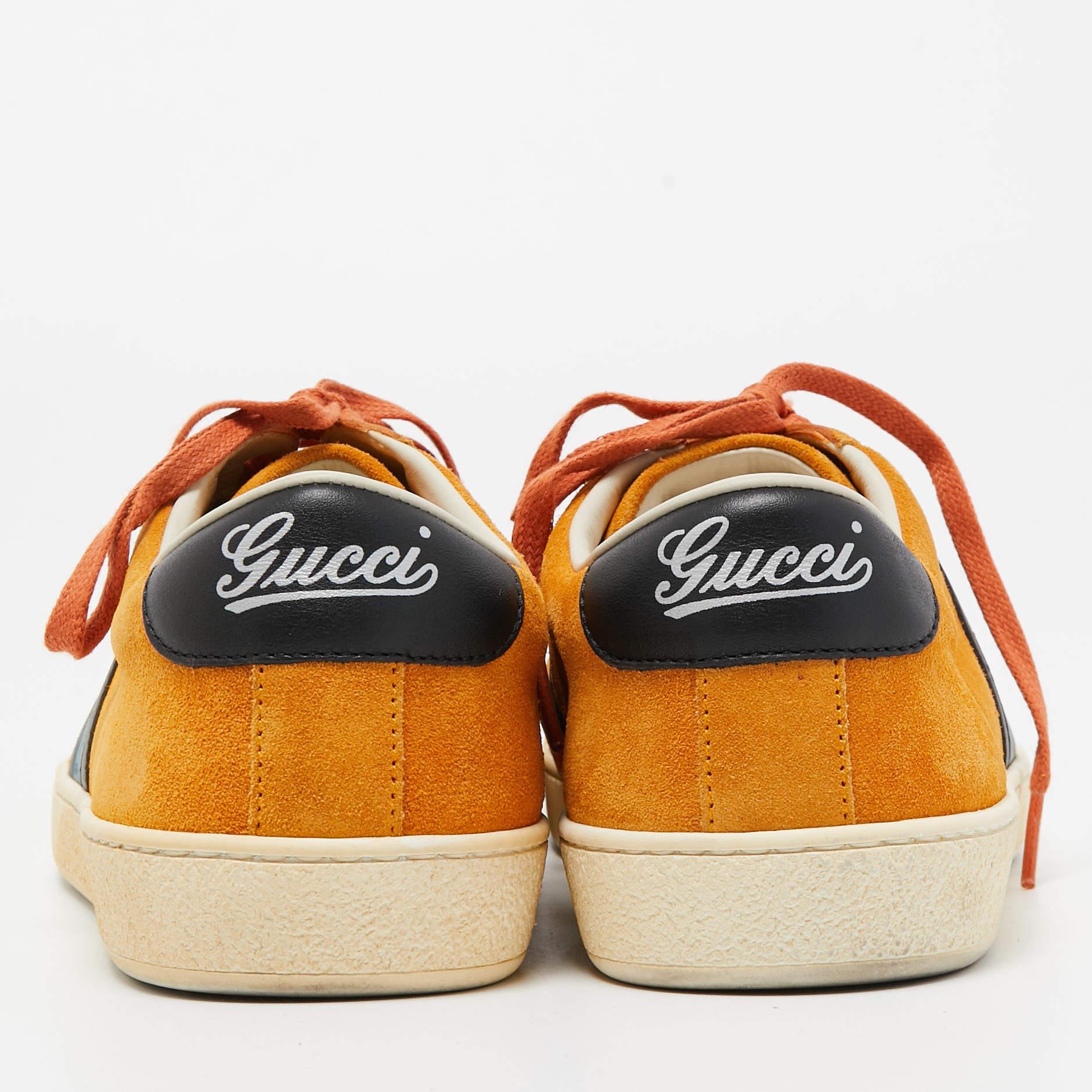 Gucci Mustard Suede Web Low Top Sneakers Size 42.5 2