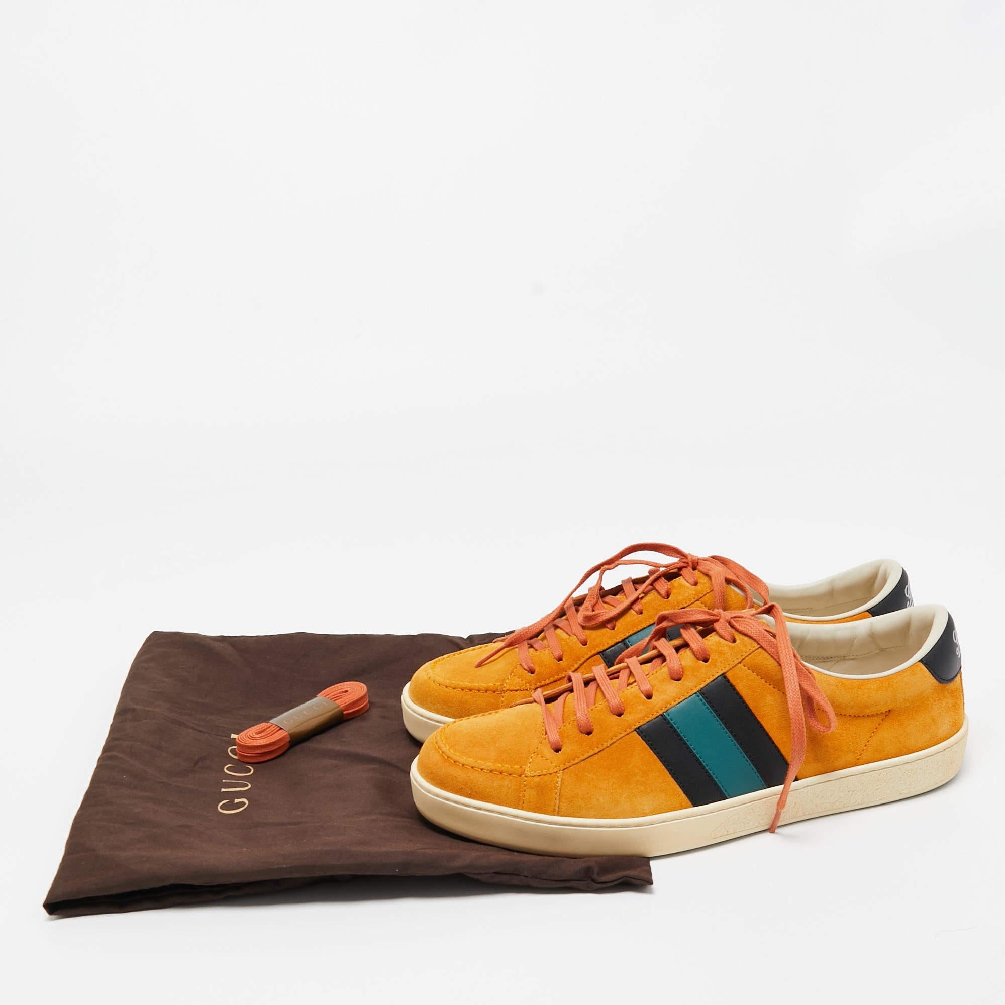 Gucci Mustard Suede Web Low Top Sneakers Size 42.5 3