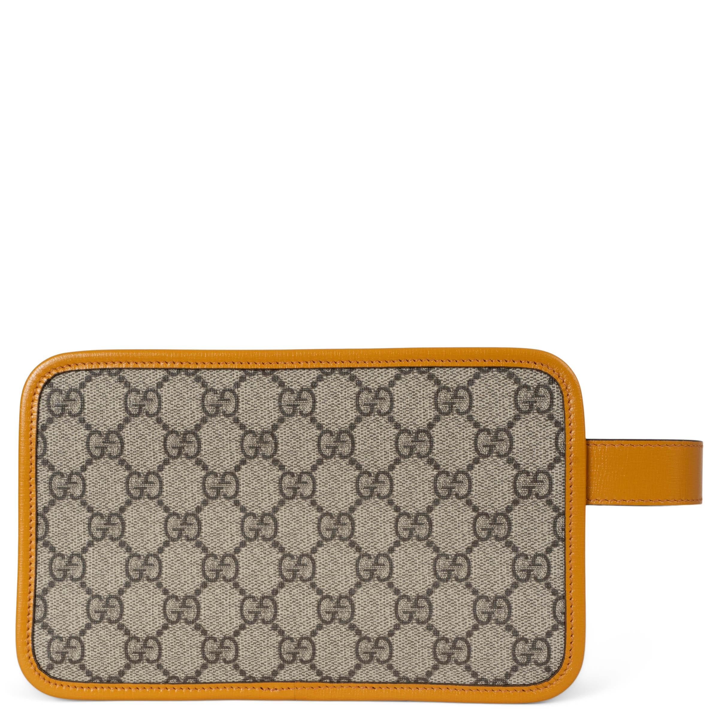 Yellow GUCCI mustard yellow GG SUPREME canvas TRAVEL POUCH Bag For Sale
