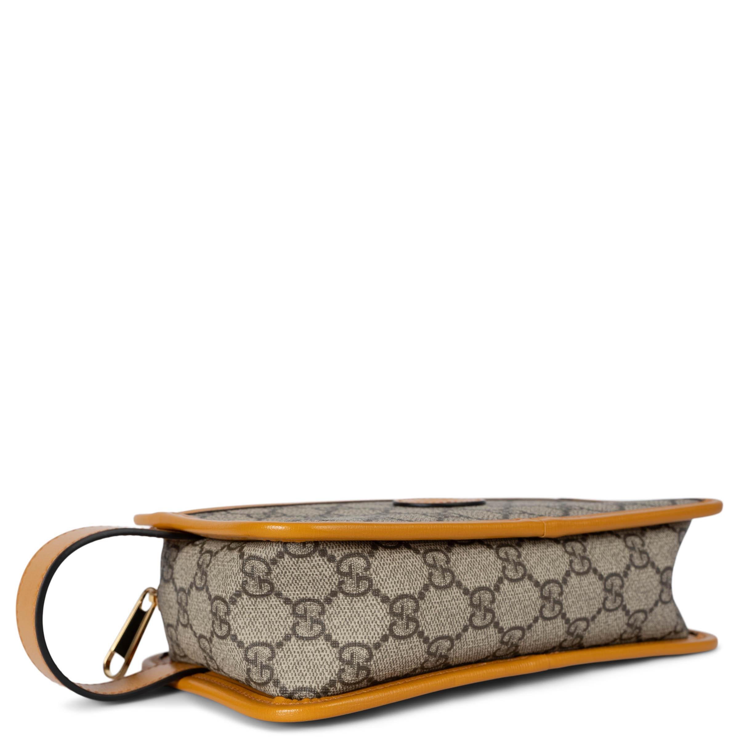 Women's GUCCI mustard yellow GG SUPREME canvas TRAVEL POUCH Bag For Sale