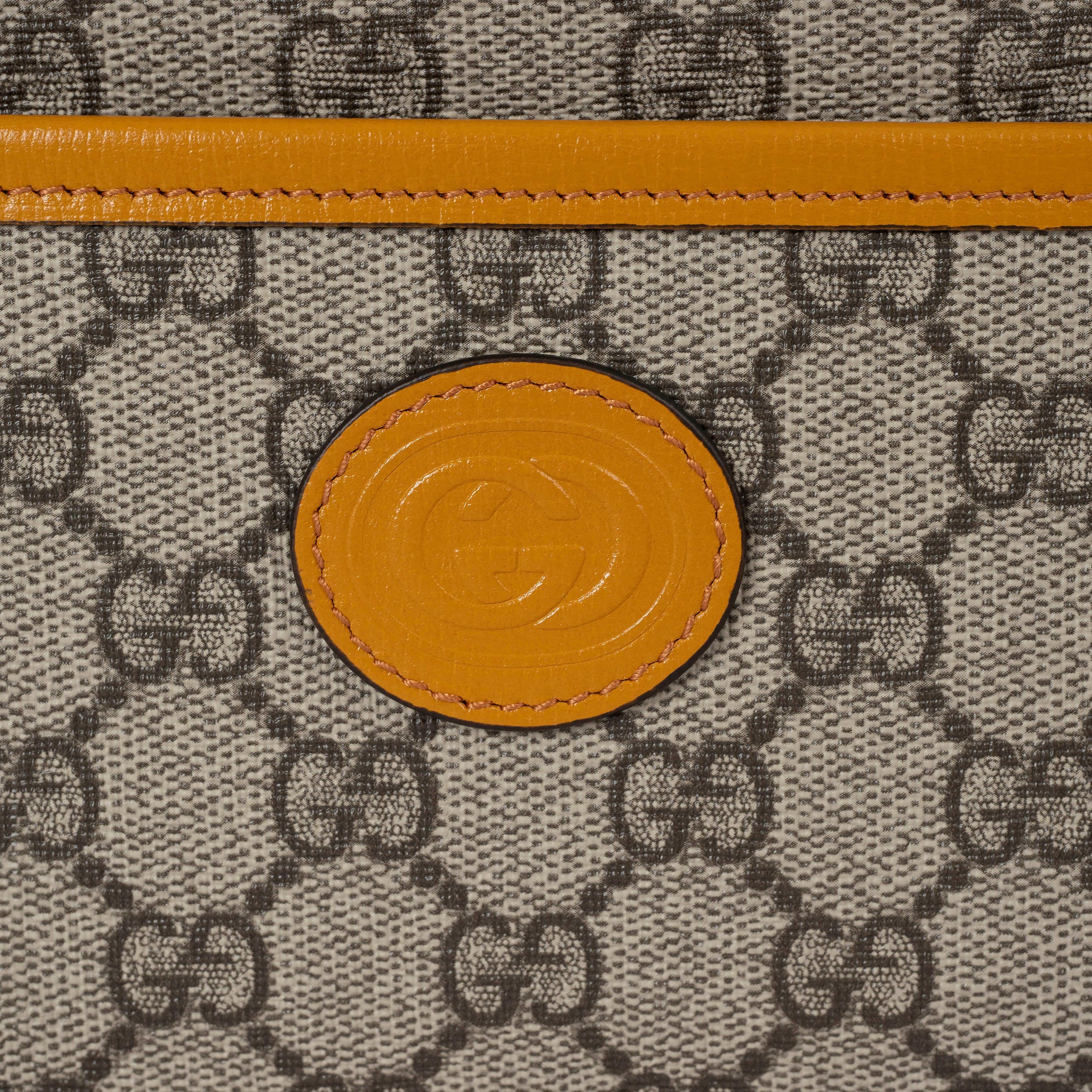 GUCCI mustard yellow GG SUPREME canvas TRAVEL POUCH Bag For Sale 1