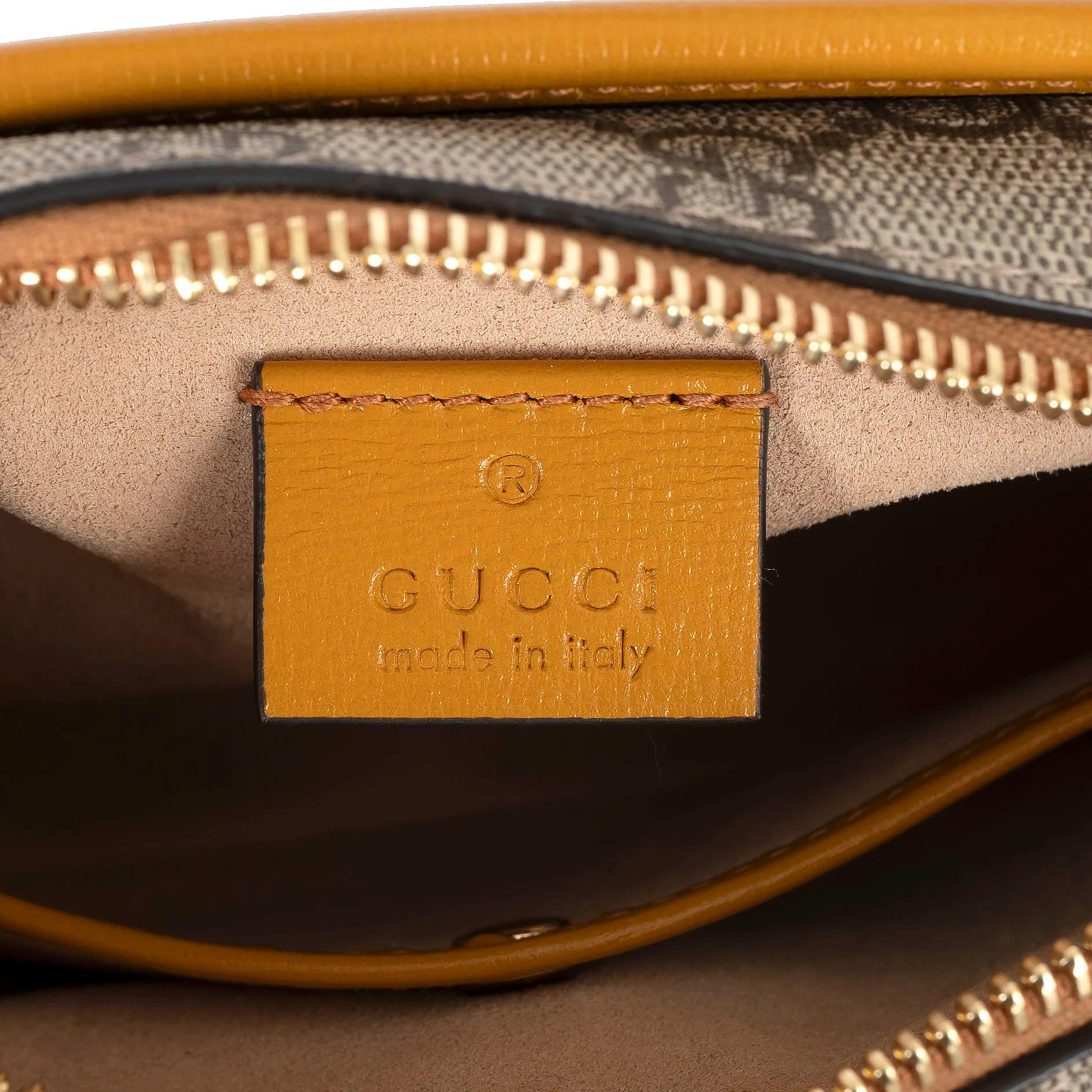 GUCCI mustard yellow GG SUPREME canvas TRAVEL POUCH Bag For Sale 3