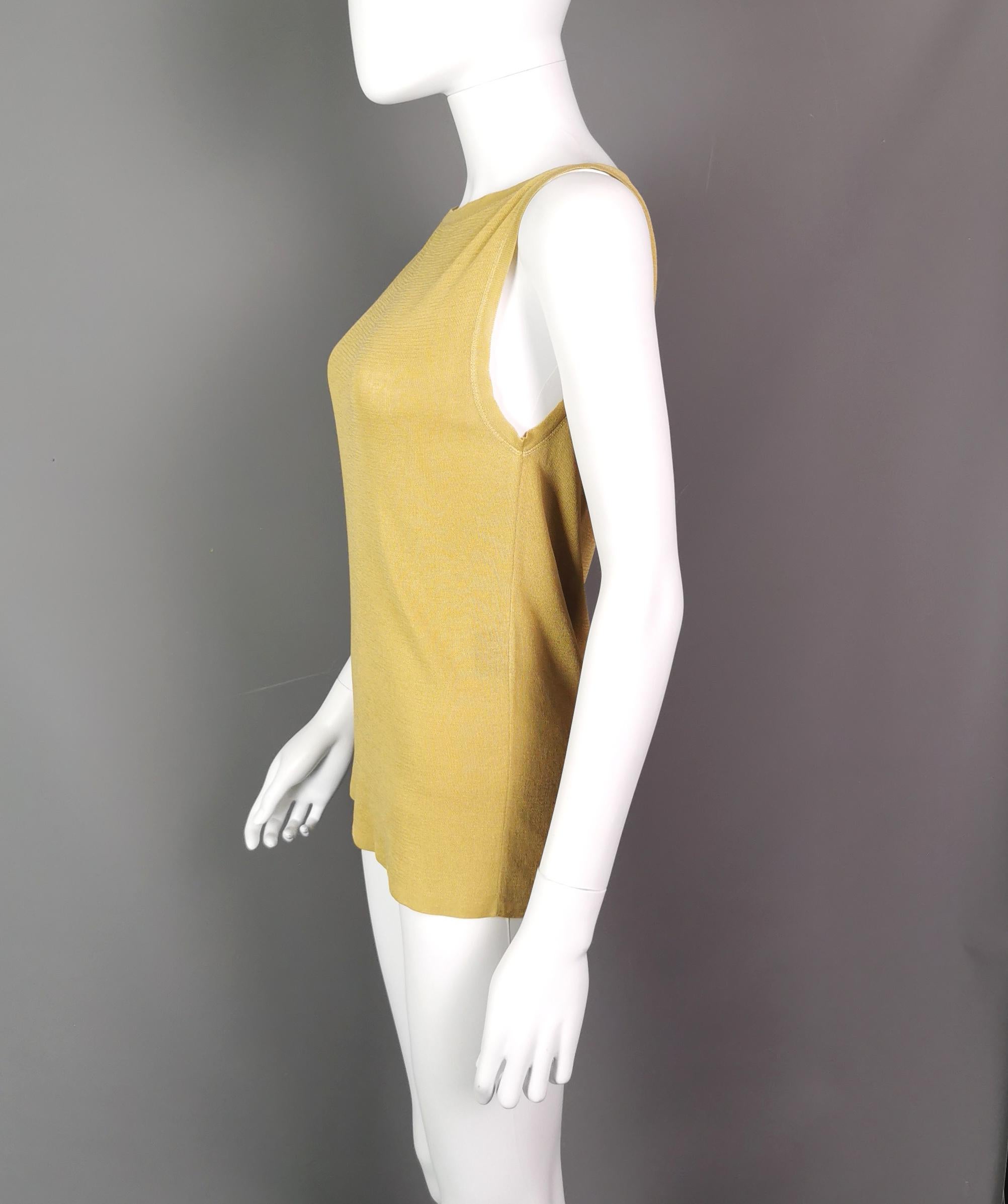 Gucci mustard yellow ladies tank top, cami, vest top, Silk blend  For Sale 6