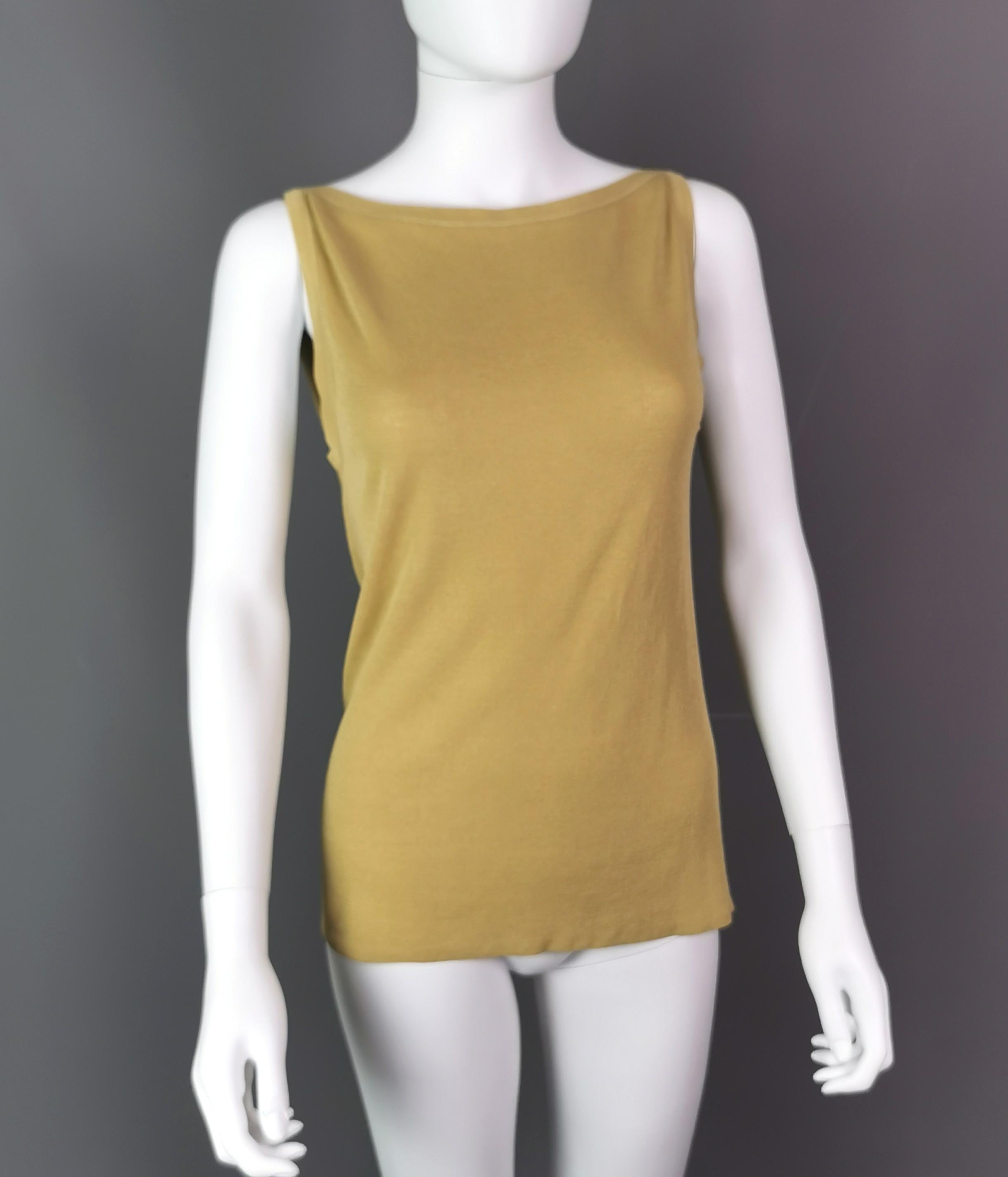 Gucci mustard yellow ladies tank top, cami, vest top, Silk blend  For Sale 7