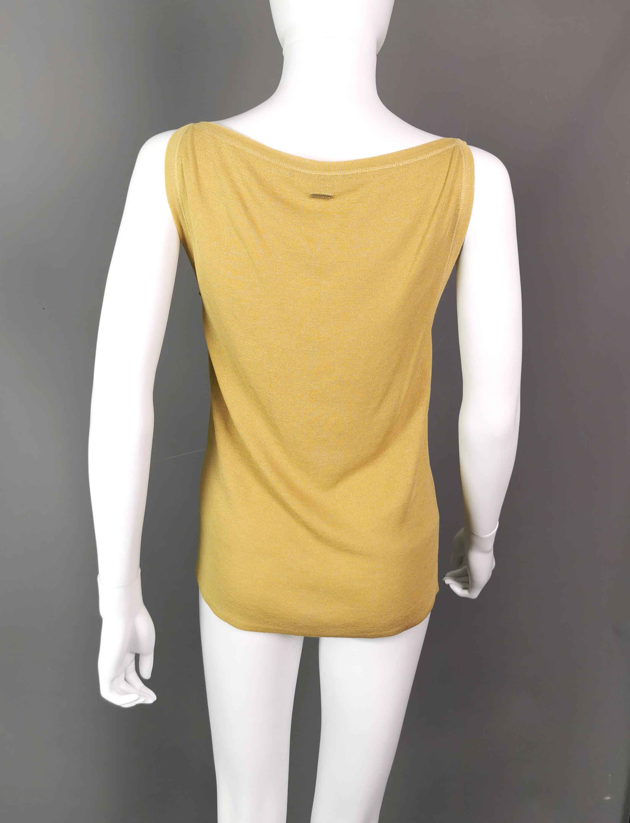 Gucci mustard yellow ladies tank top, cami, vest top, Silk blend  In Good Condition For Sale In NEWARK, GB