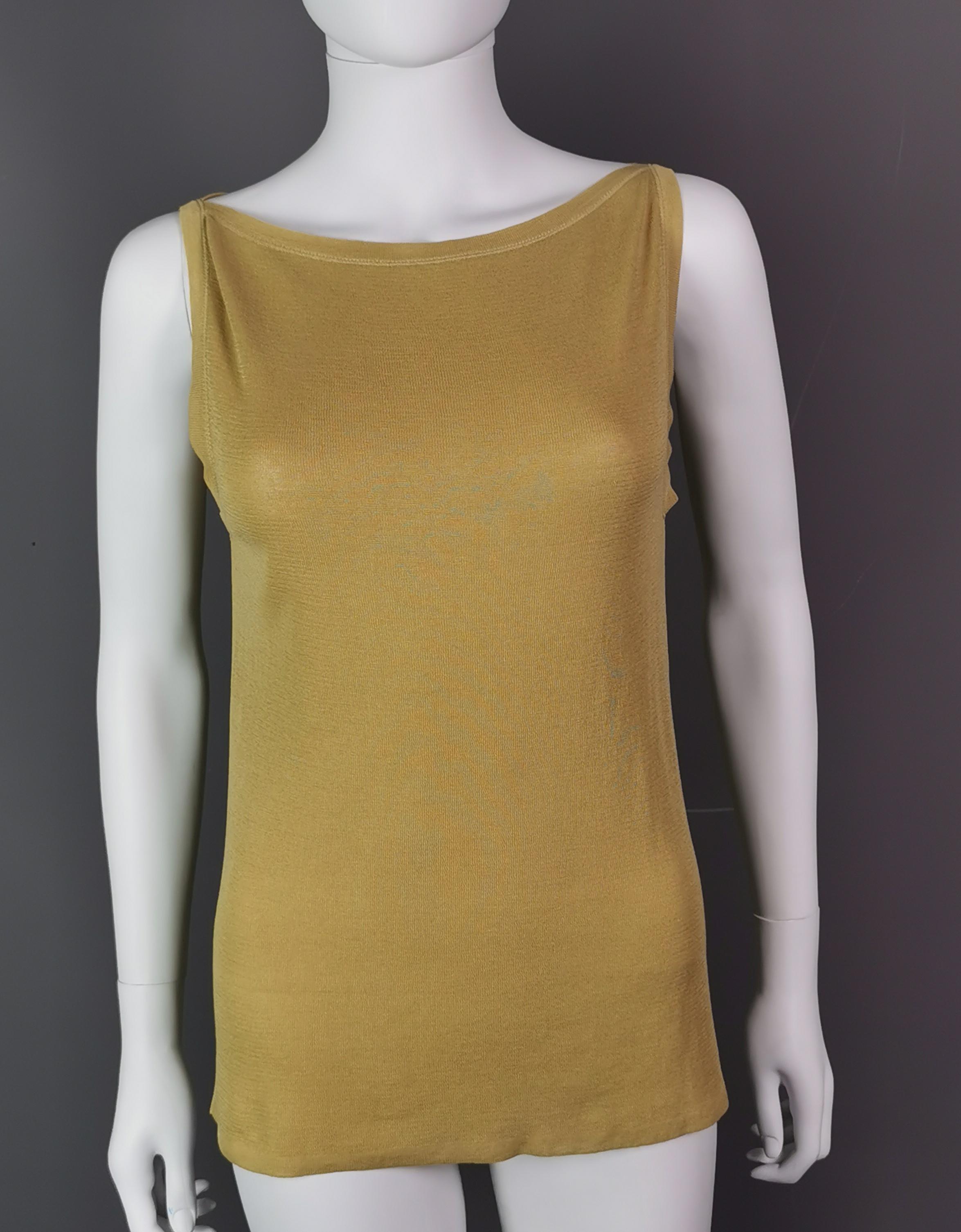 Gucci mustard yellow ladies tank top, cami, vest top, Silk blend  For Sale 1