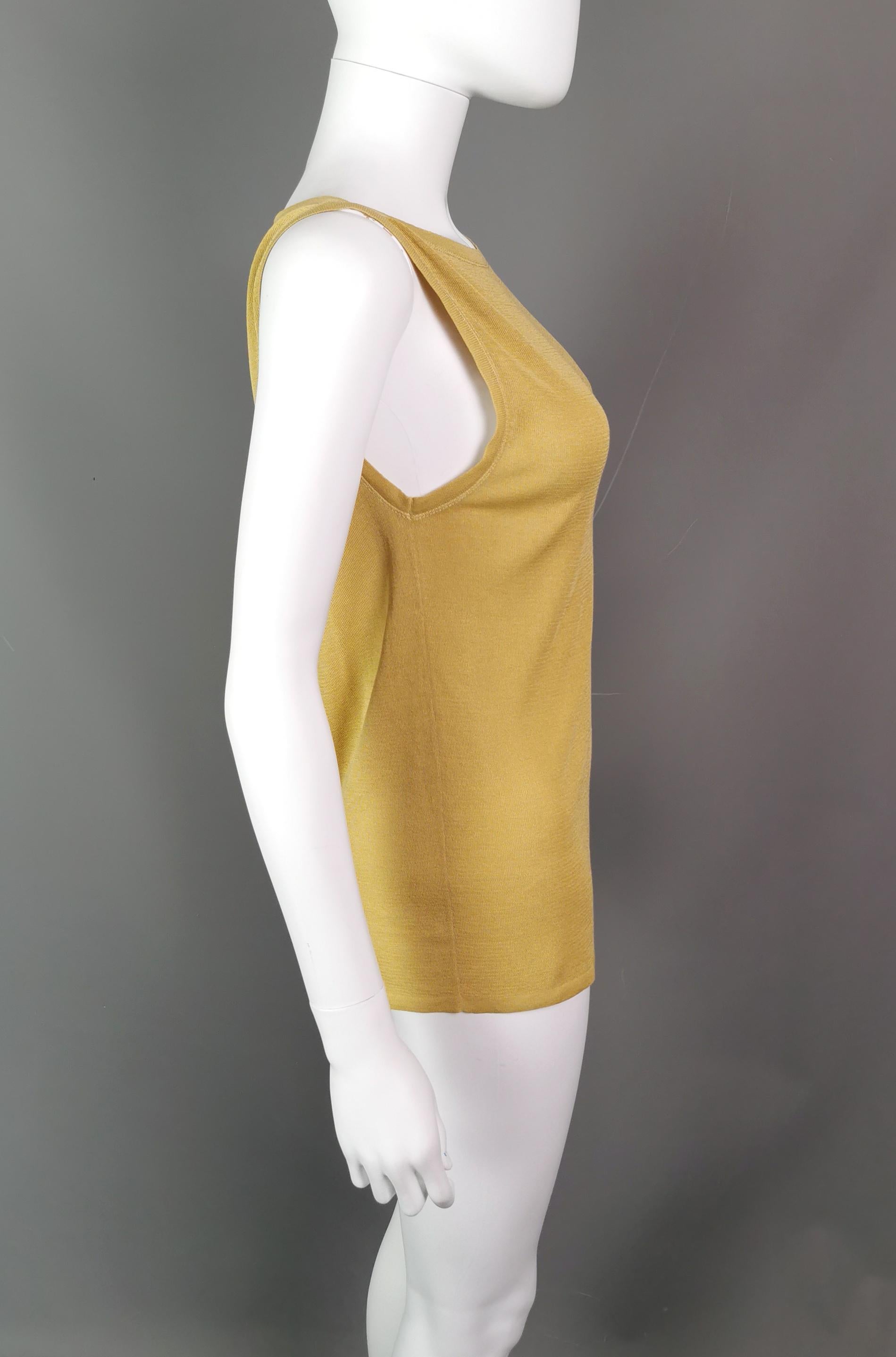 Gucci mustard yellow ladies tank top, cami, vest top, Silk blend  For Sale 2