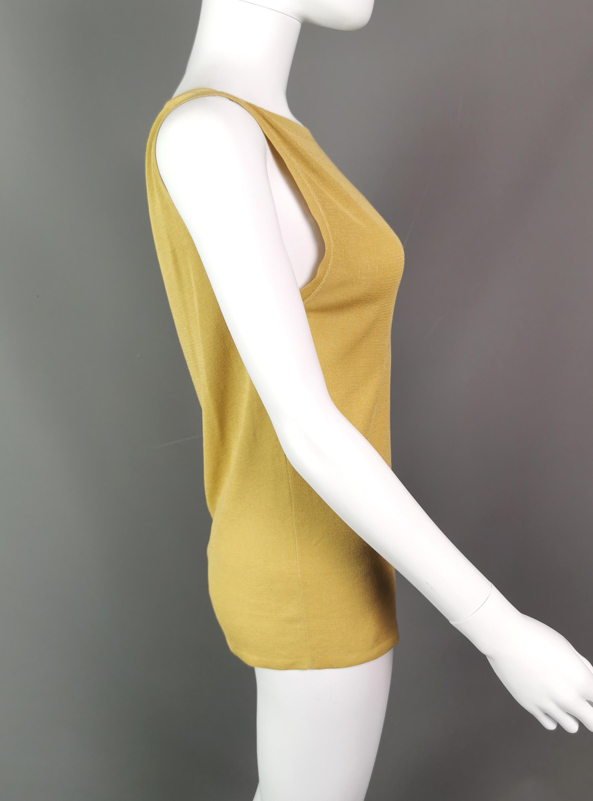 Gucci mustard yellow ladies tank top, cami, vest top, Silk blend  For Sale 3