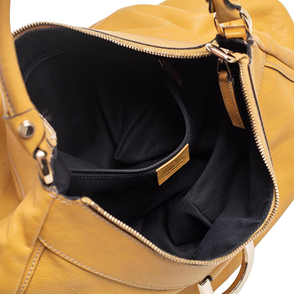 Gucci Mustard Yellow Leather Large D-Ring Hobo 3