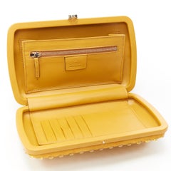 GUCCI mustard yellow suede crystal embellished leather trimmed box clutch bag