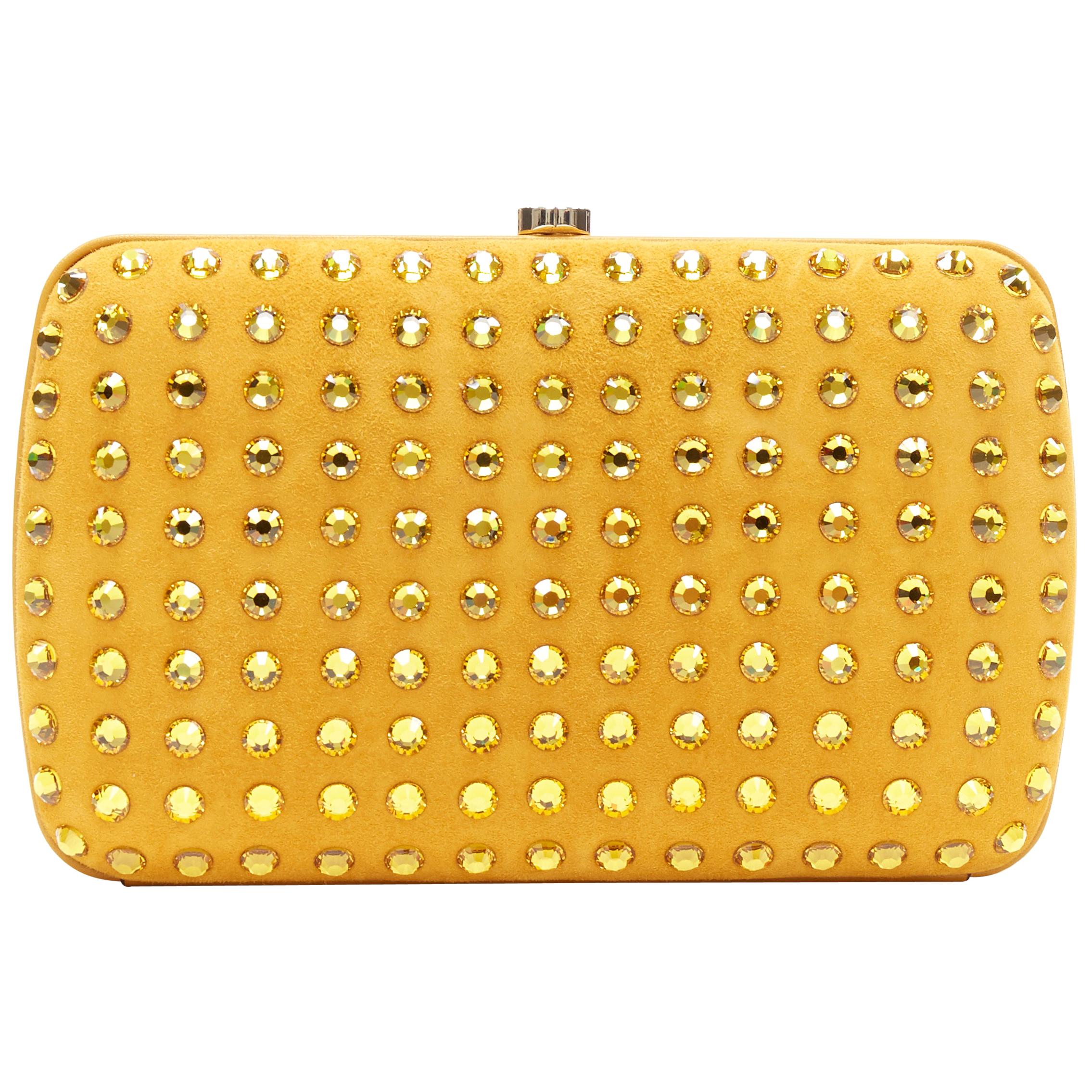 GUCCI mustard yellow suede crystal embellished leather trimmed box clutch  bag at 1stDibs | yellow clutch purse, mustard clutch, mustard yellow clutch  bag