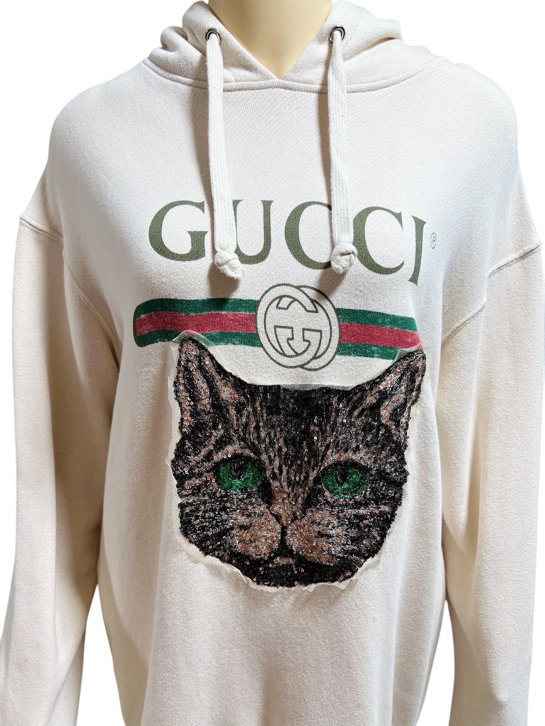 GUCCI Mystic Cat Oversize Hoodie In Good Condition For Sale In Iba, PH