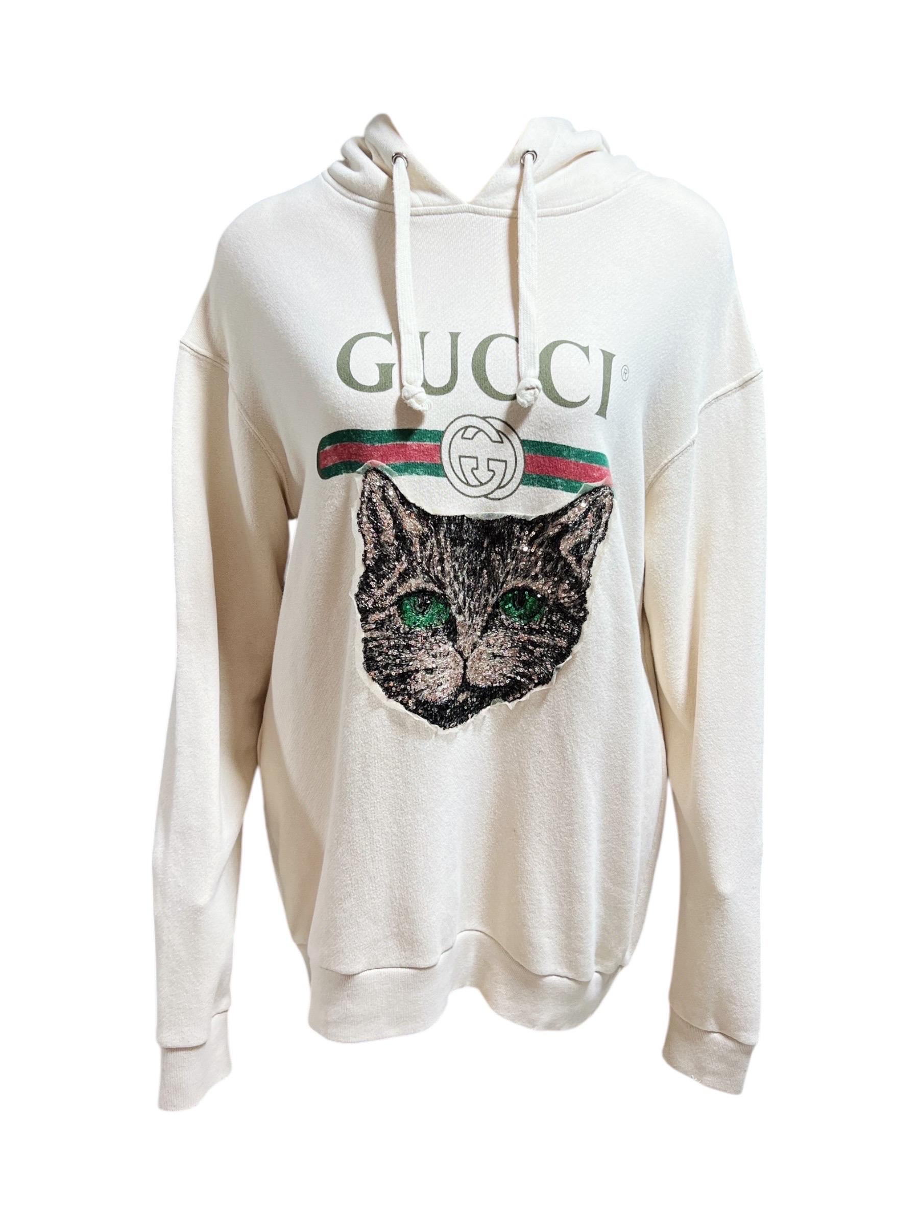 Women's or Men's GUCCI Mystic Cat Oversize Hoodie For Sale