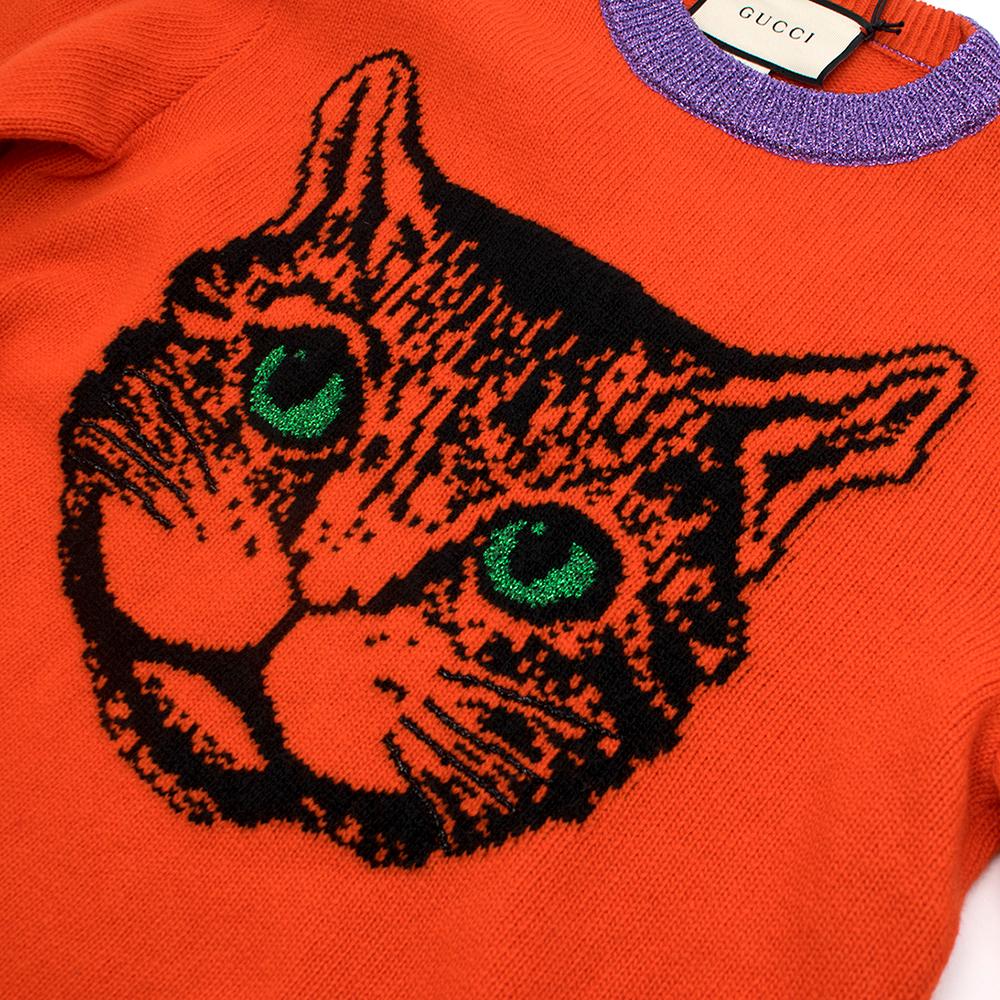 Red Gucci Mystic Cat Wool Knit Jumper S