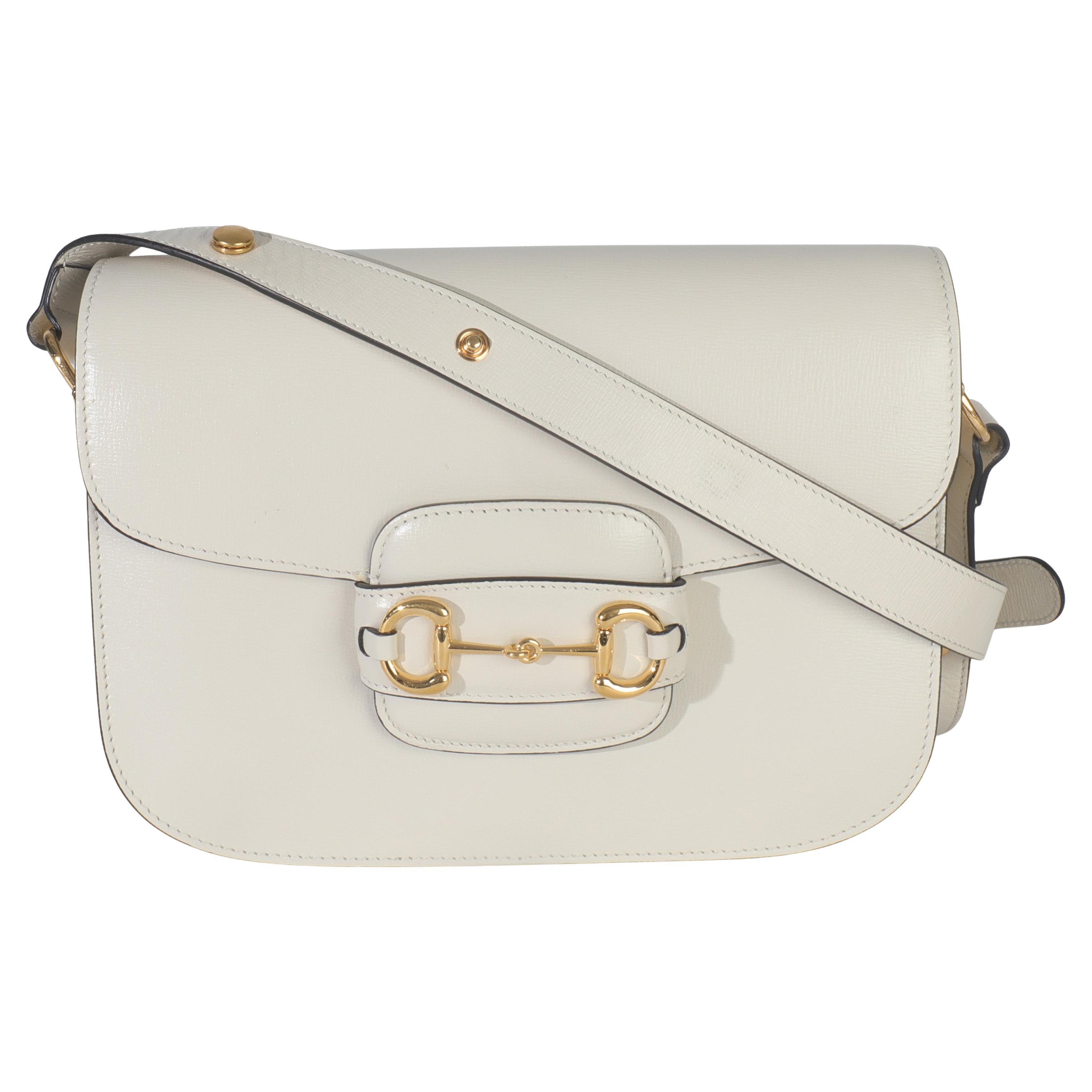 Gucci Mystic White Azalea Calfskin Horsebit Small 1955 Umhängetasche