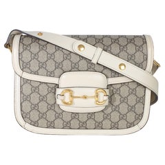 Gucci Borsa a tracolla Mystic White Beige GG Supreme Azalea in pelle di vitello con morsetto 1955