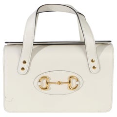 Gucci Mystic White Calfskin Small Horsebit 1955 Foldover Top Handle Bag