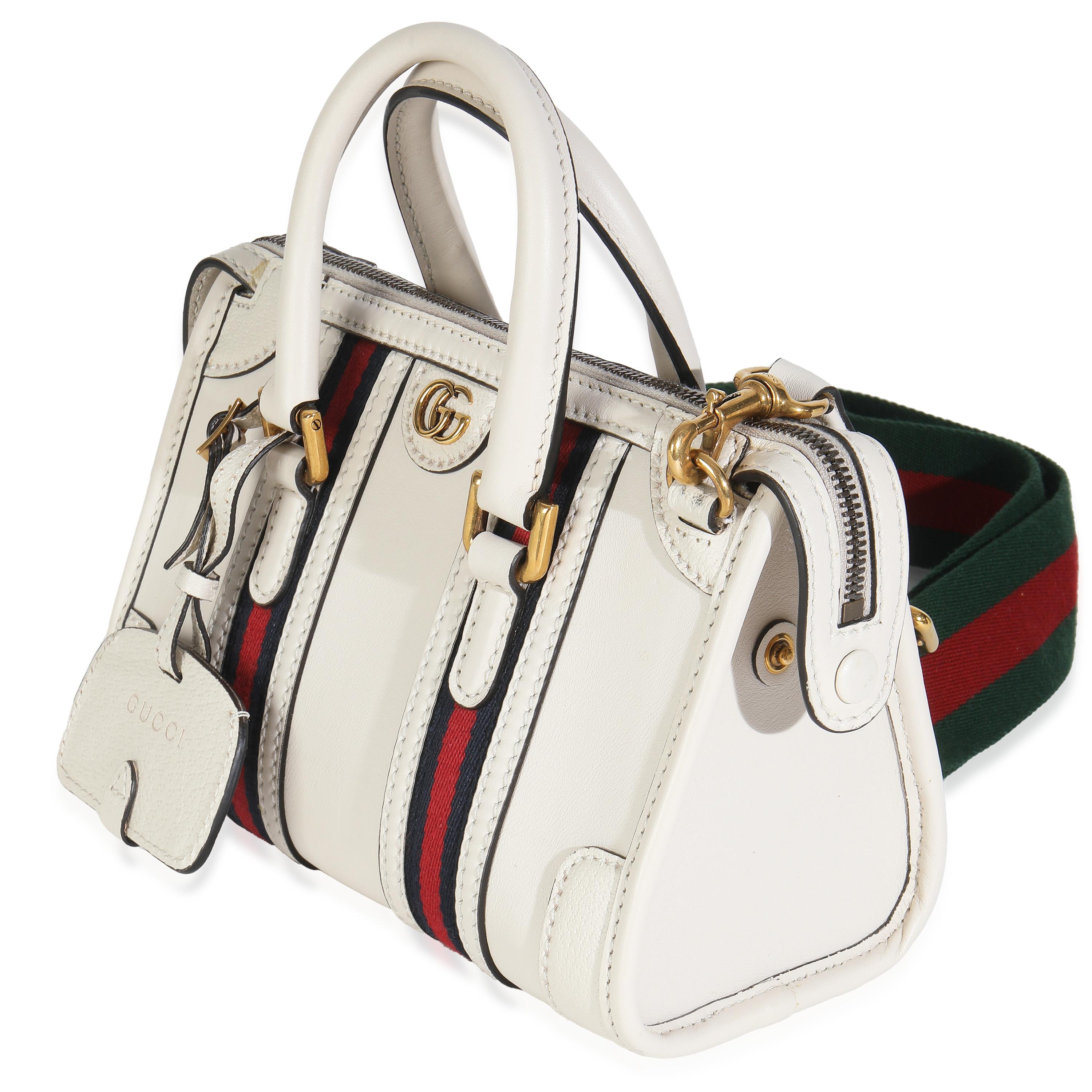 Blanc Gucci Mystic White Koi Calfskin Small Bauletto Duffle Top Handle Bag en vente